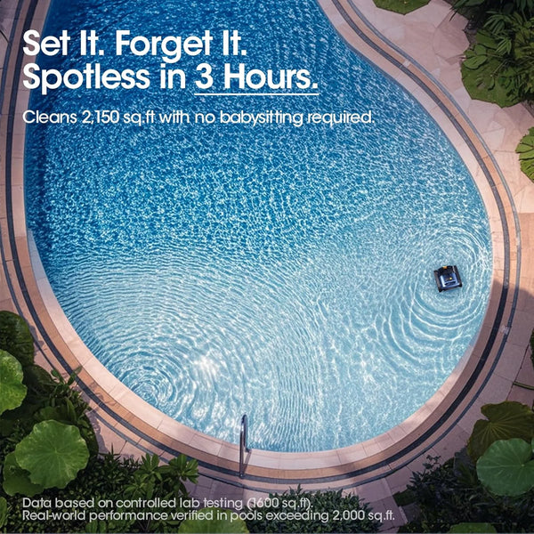 Upgrade Cordless Robotic Pool Cleaner – Wireless Battery Pool Cleaner with Sonar Navigation, Auto-Path Planning, Wall & Waterline Climbing, Tangle-Free Design for In-Ground / Above-Ground Pools