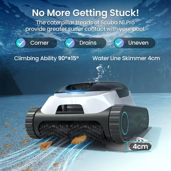 Scuba N1 plus Robotic Pool Vacuum for In/Above-Ground Pool Floor, Wall, Waterline-White