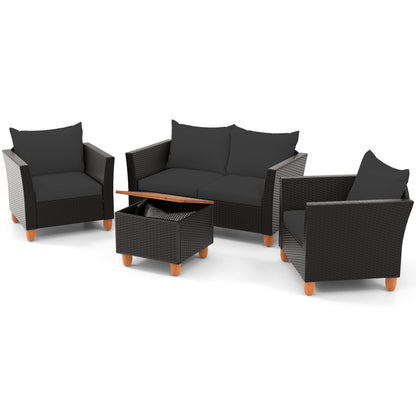 4-Piece Patio Conversation Set with Storage Coffee Table