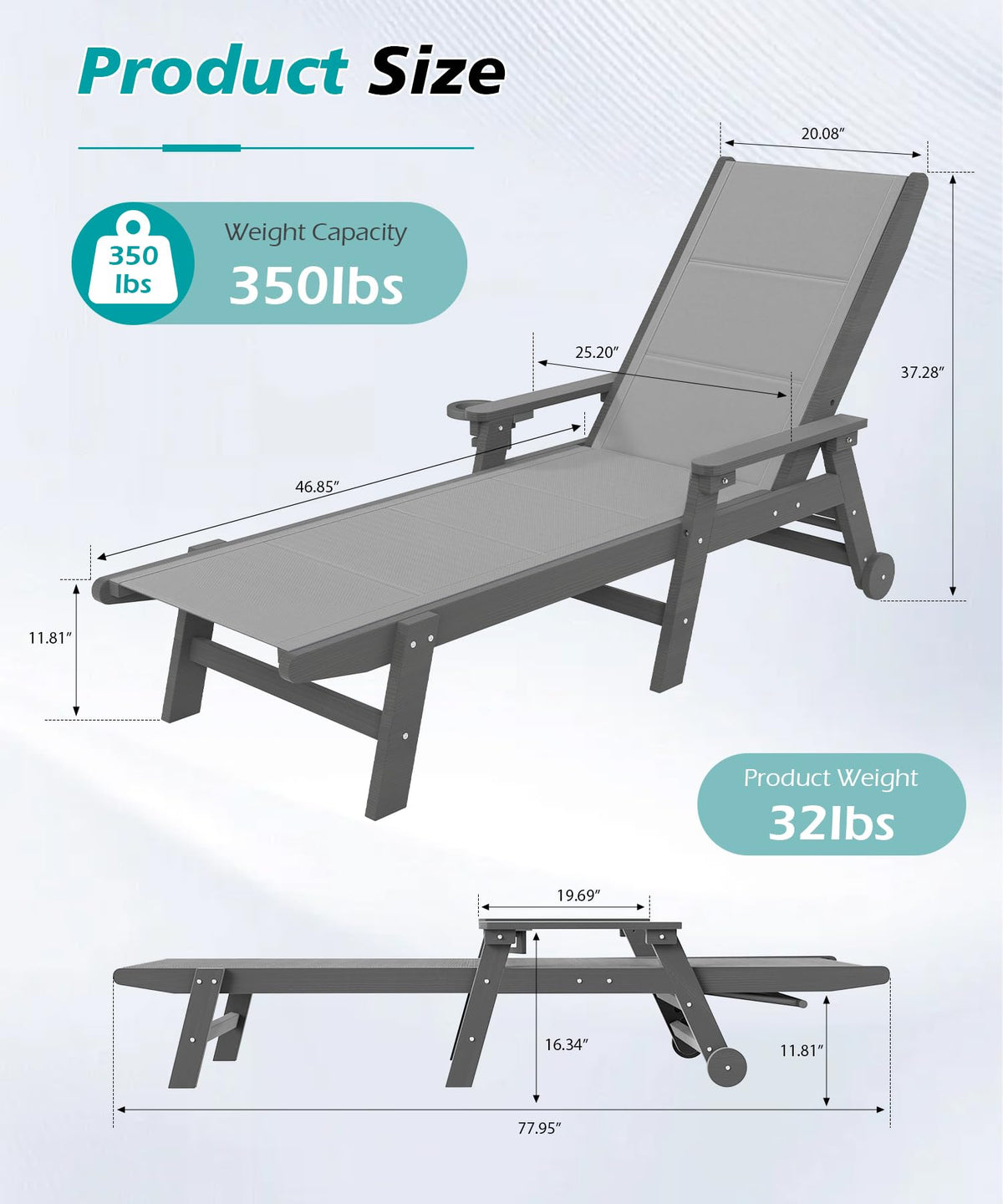 Outdoor Pool Lounge Chairs Set of 2