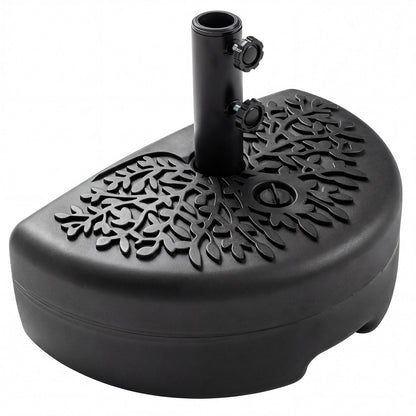 55 LBS Half Round Patio Umbrella Base for Deck Lawn Poolside-Black