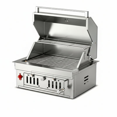 27-IN Premium Portable 304 Stainless Steel Built-In Charcoal Grill with Adjustable Charcoal Tray, Large Front Access Door, and Side Vents, Ideal for Outdoor Family BBQ Gatherings