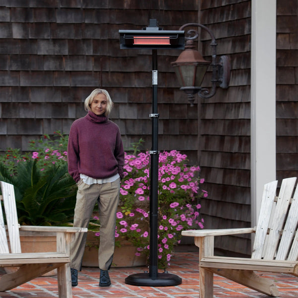 Black Powder Coated Steel Telescoping Offset Pole Mounted Infrared Patio Heater