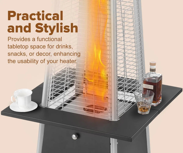 Pyramid Flame Patio Heater Accessory Table - Black