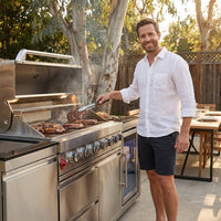 Outdoor Kitchen Island Built for Backyard Entertaining, 6 Burner Gas Grill, 83500 BTU, Granite Countertop — Lifestyle