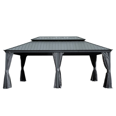 12' x 18' Hardtop Metal Gazebo with Double Roof Canopy